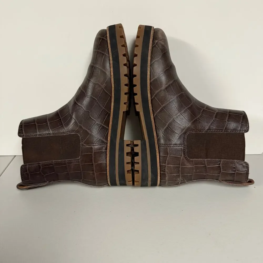 MADEWELL The Ivy Chelsea Boot Croc Embossed Leather Lug Sole Womens Sz 5.5 MA428